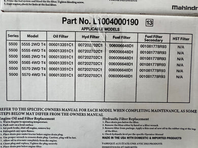 L1004000190 - Filter Kit