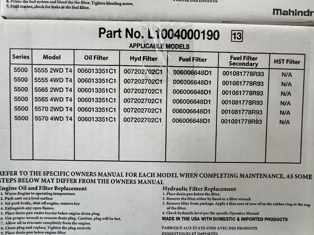 L1004000190 - Filter Kit